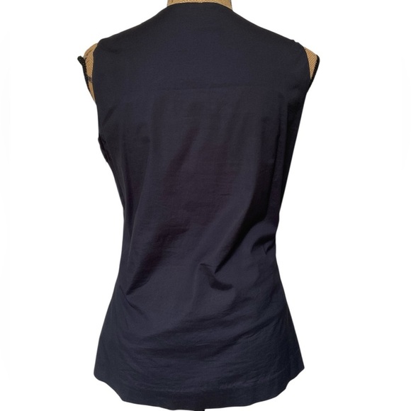 Tory Burch Holographic Mosaic Abstract Black Silver Sleeveless Top Womens Size 6 - Picture 4 of 13